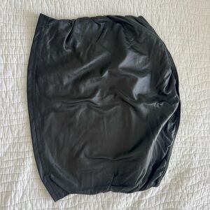 Women's Black Faux Leather Tube Top Cropped
